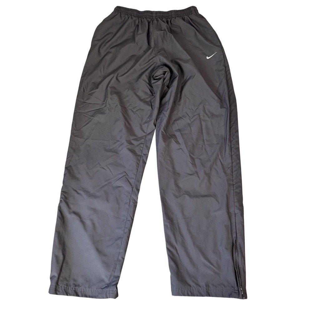 Nike Track Pants Men L Charcoal Gray Athletic Baggy Mesh Lined Nylon Ankle Zip